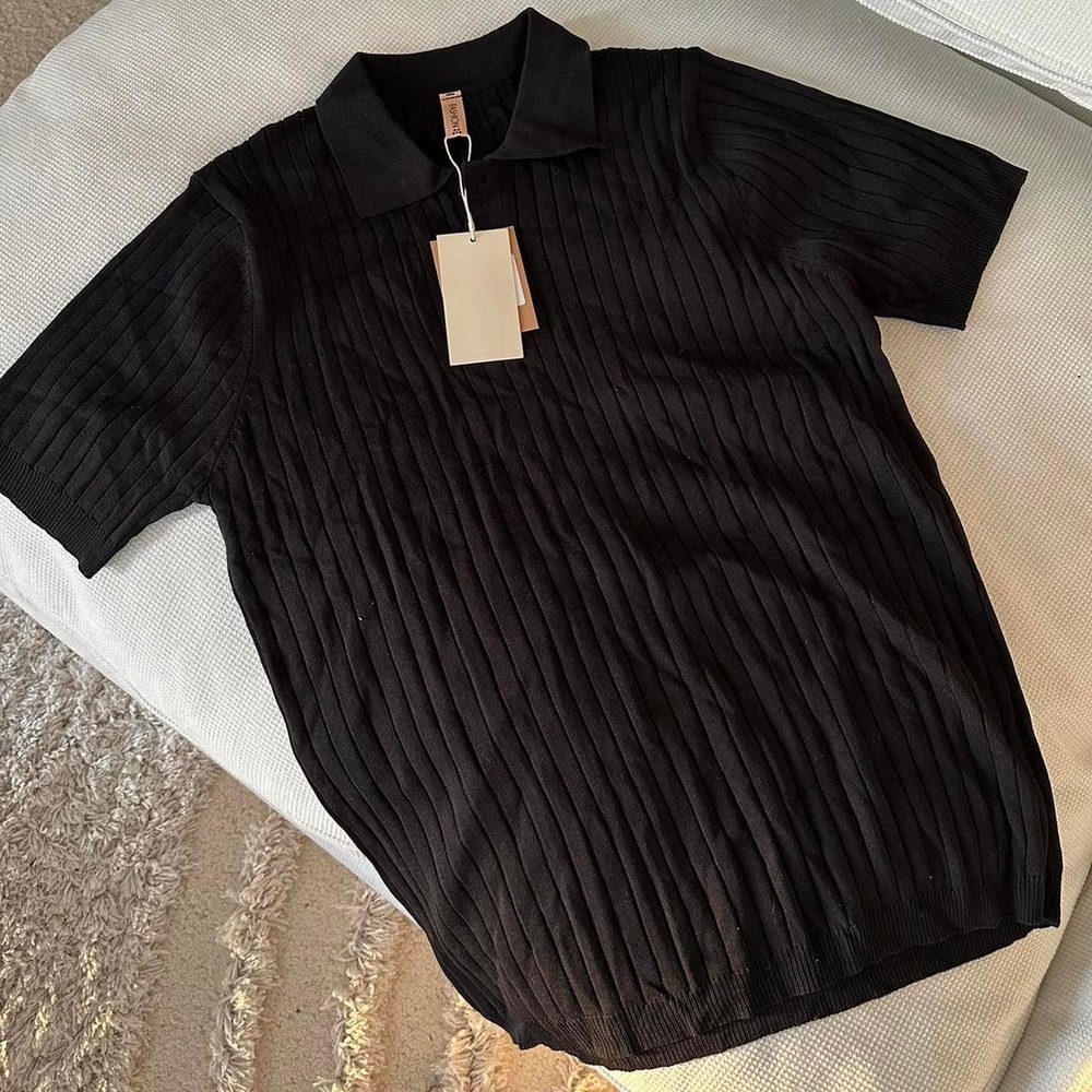 Korean style ribbed polo shirt size XS men's